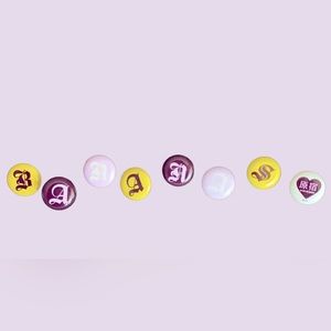 Harajuku Lovers B-A-N-A-N-A-S Gwen Stefani Button Pin Set of 8.